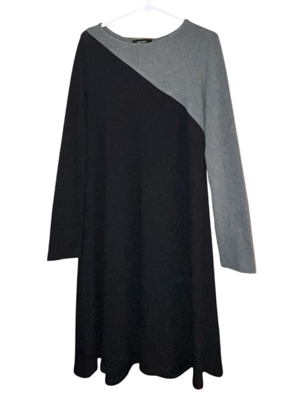 Karen Kane Women Black & Gray Colorblock Long Sleeve Pullover Sweater Dress Sz-L